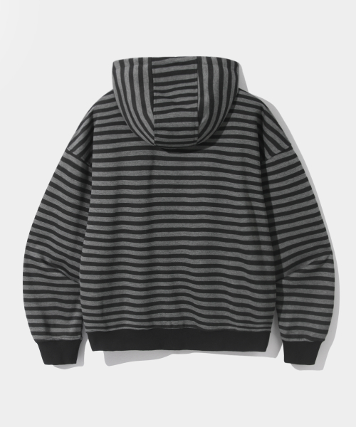 VLAD STRIPE LOGO HOODED ZIP-UP_BLACK&GRAY
