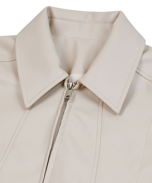 87-STAN149 heavy placket кожаный куртка айвори