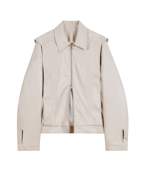 87-STAN149 heavy placket кожаный куртка айвори