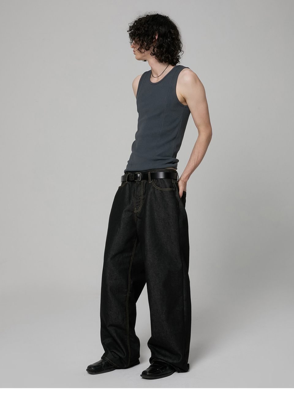 ◆MISEKI SEOUL◆ Pocket denim wide pants CHARCOAL MSK2403009 Pocket denim wide pants CHARCOAL - 미세키서울
