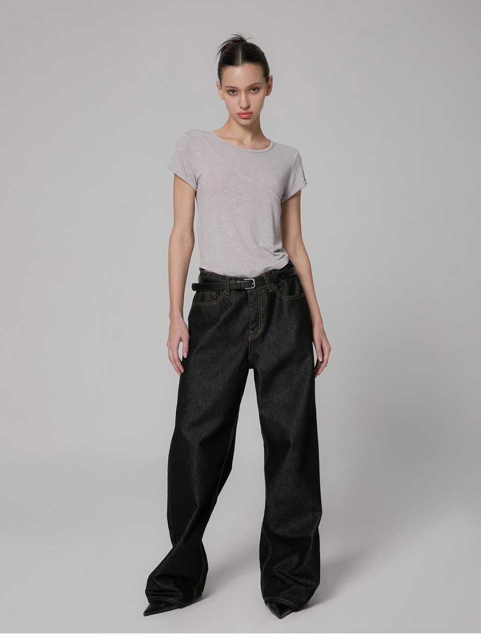 ★韓国★MILLIONDAY★MILLION Ribbon WIDE PANTS★4color Fold Up Chino, Beige