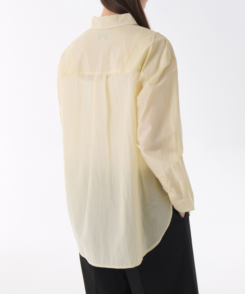 WOMENS RELAXED двойной POCKET SHEER CRINKLE рубашка [BUTTER]