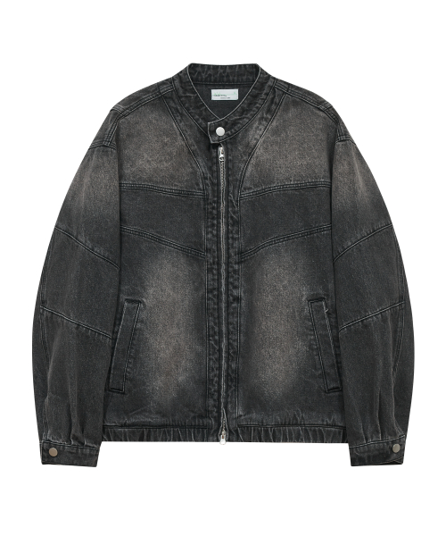 87-STAN115 Винтажная байкерская джинсовка с панелями Vintage Black