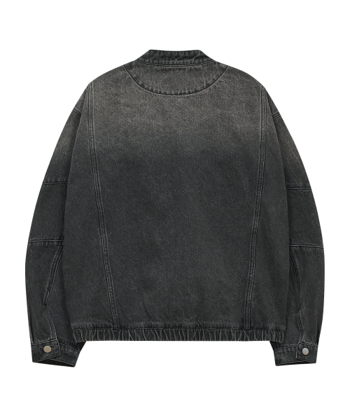 87-STAN115 Винтажная байкерская джинсовка с панелями Vintage Black