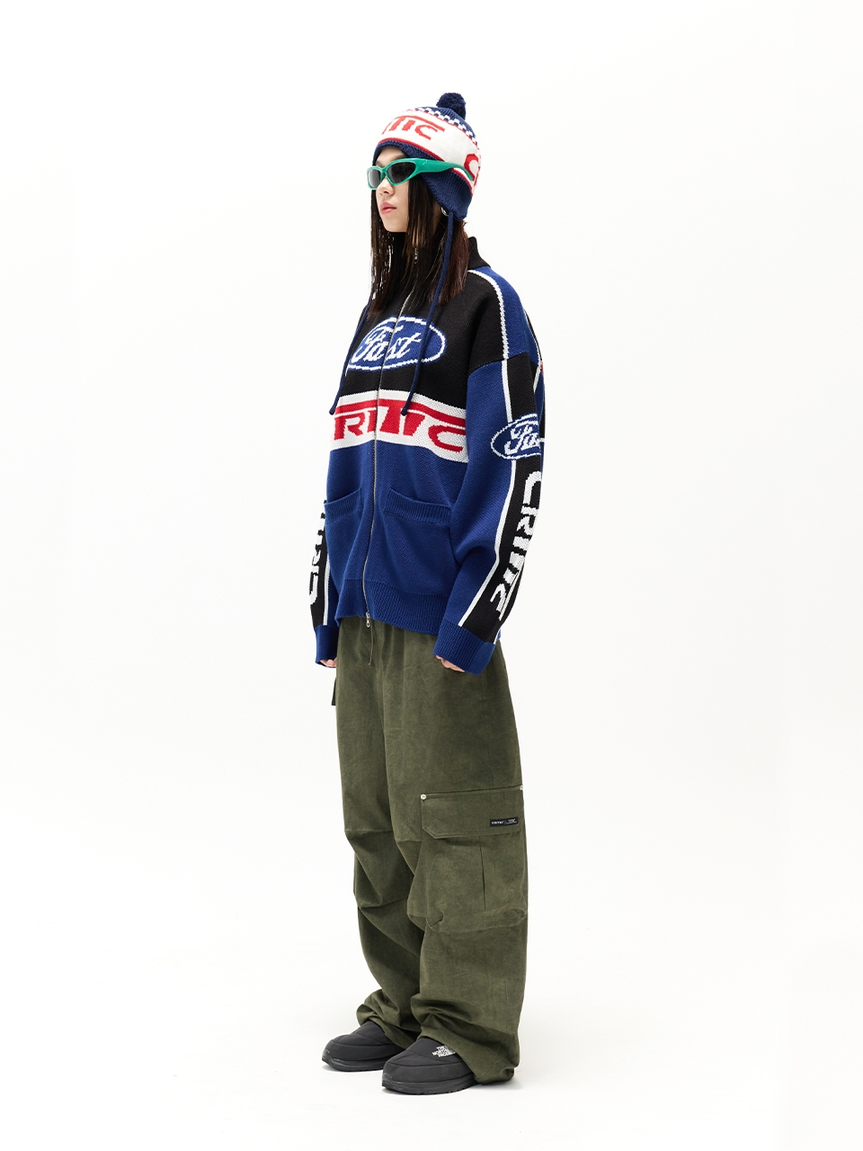 MUSINSA公式 | CRITIC RACING ZIP-UP KNIT NAVY