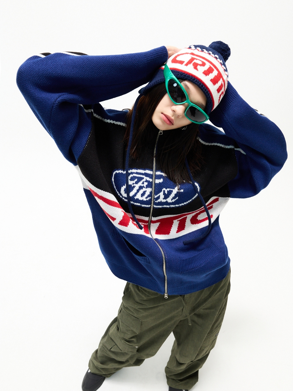 musinsa ニット critic racing zip-up knit MUSINSA | CRITIC RACING ZIP-UP KNIT NAVY