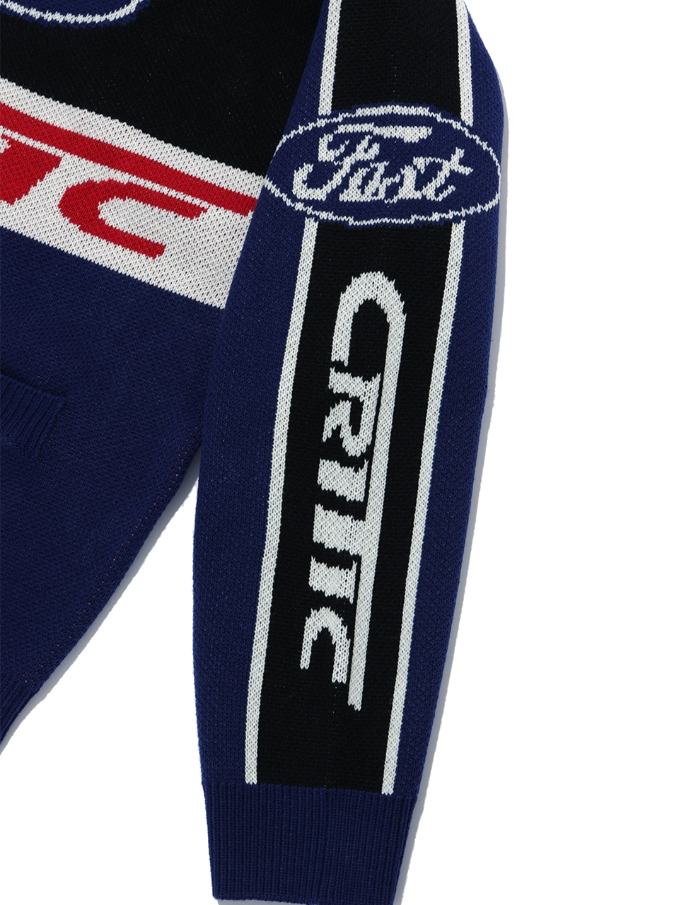MUSINSA公式 | CRITIC RACING ZIP-UP KNIT NAVY