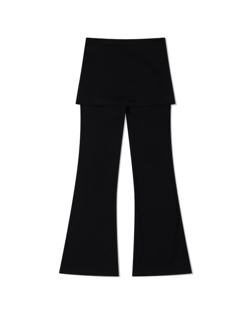 Layered Rib Flared Брюки (BLACK)