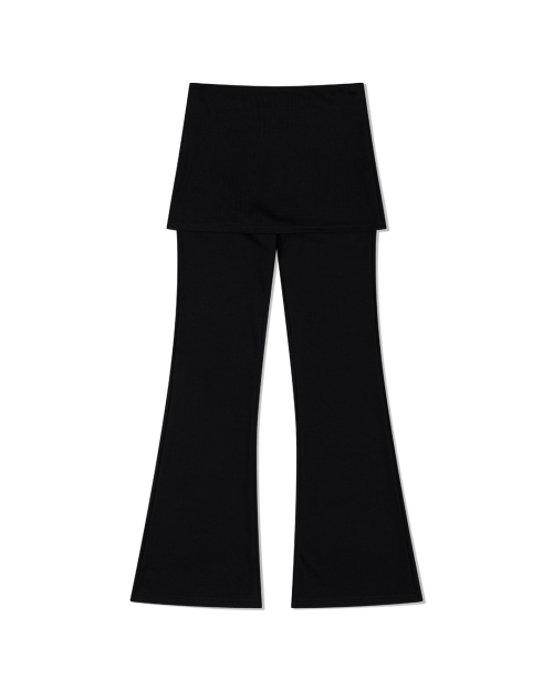 Layered Rib Flared Брюки (BLACK)