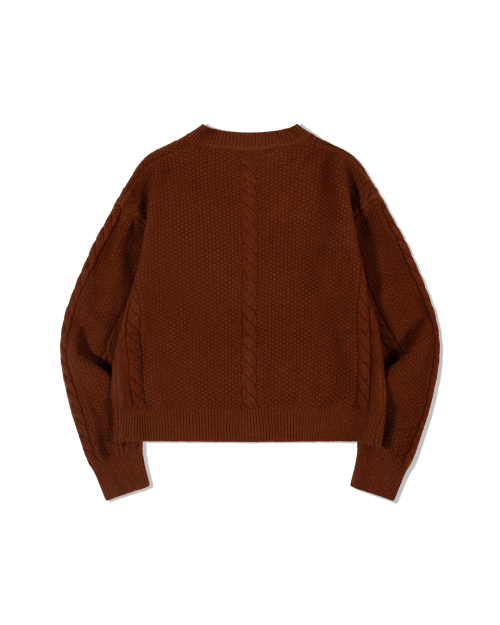 Chunky Cable Трикотаж Кардиган (BROWN)