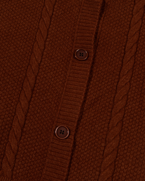 Chunky Cable Трикотаж Кардиган (BROWN)