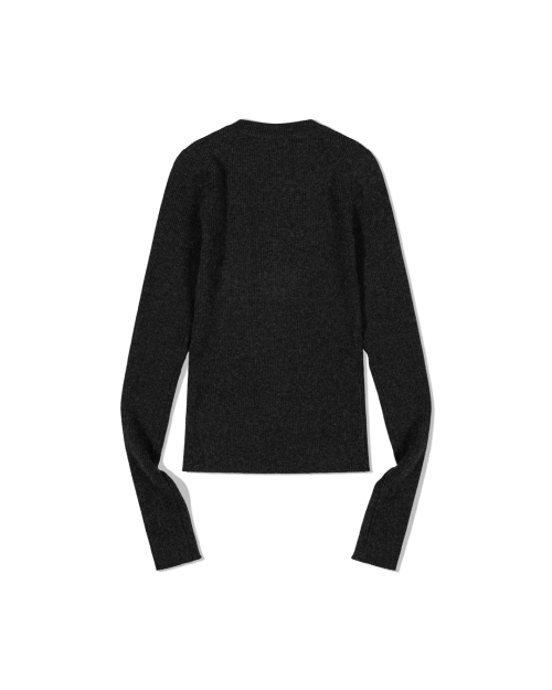 Dual Zip Ribbed трикотаж Top (CHARCOAL)