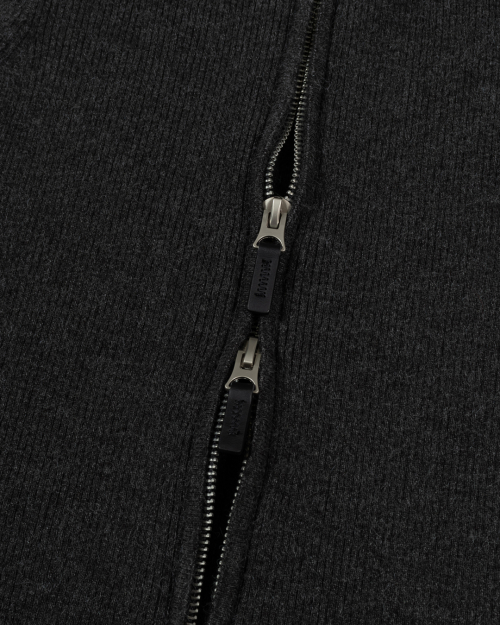 Dual Zip Ribbed трикотаж Top (CHARCOAL)