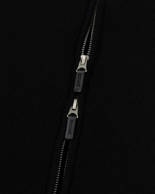 Dual Zip Ribbed трикотаж Top (BLACK)