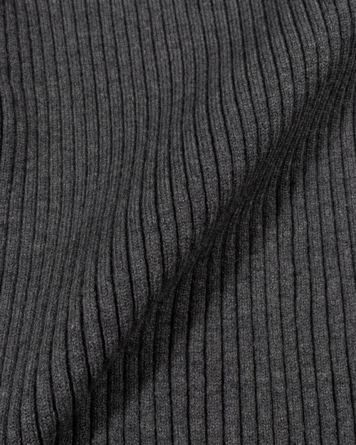 Ribbed Mock Neck Zip-Up (CHARCOAL)