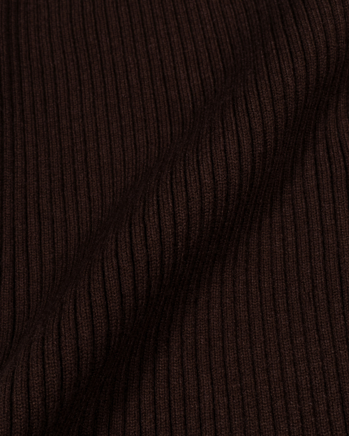 Ribbed Mock Neck Zip-Up (BROWN)