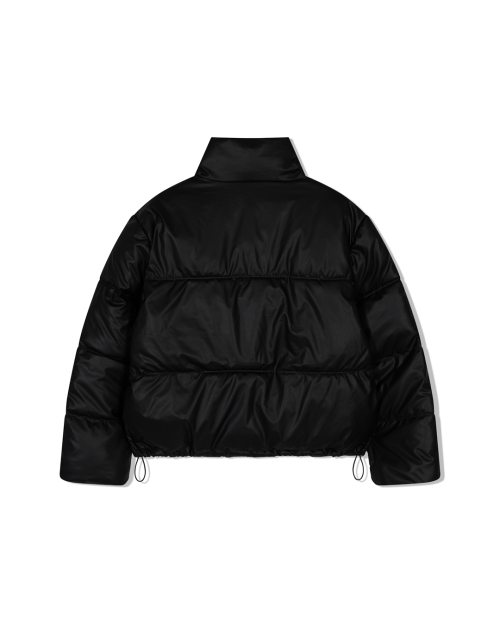 Glossy pu-leather Puffer (BLACK)