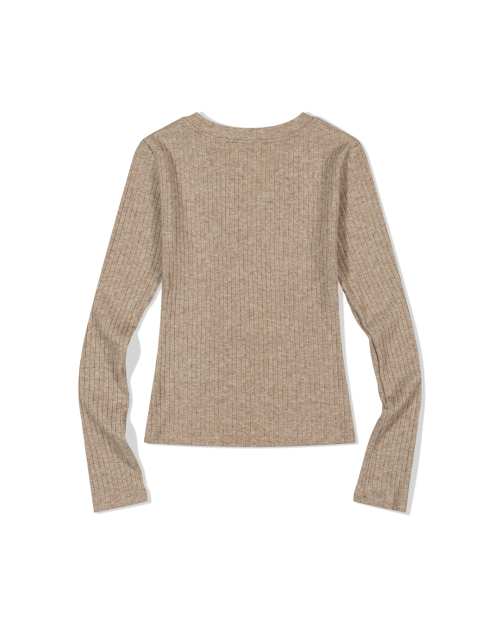 Henley Rib Трикотаж Top (BEIGE)