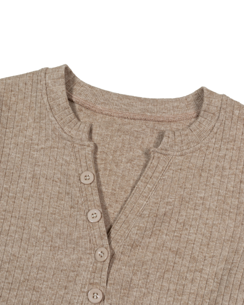 Henley Rib Трикотаж Top (BEIGE)