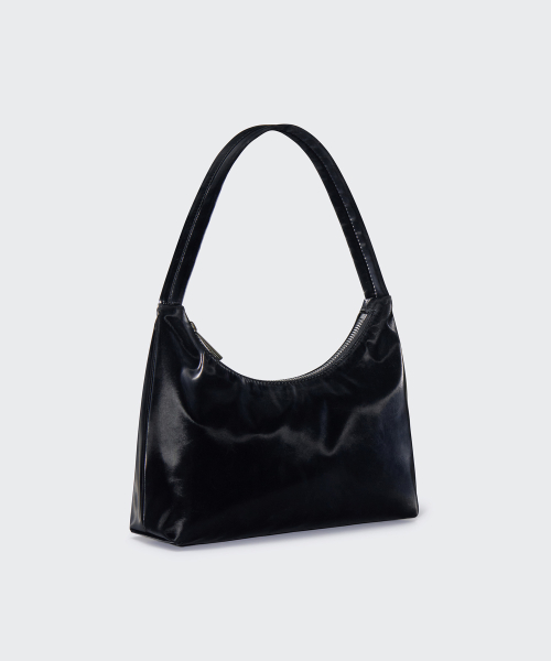 WOMENS SHINY HOBO BAG [BLACK]