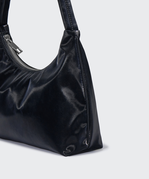 WOMENS SHINY HOBO BAG [BLACK]