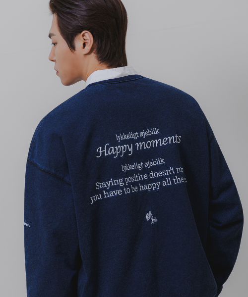 Свитшот из вареного денима Happy Moment BK5978_Dark Blue Denim