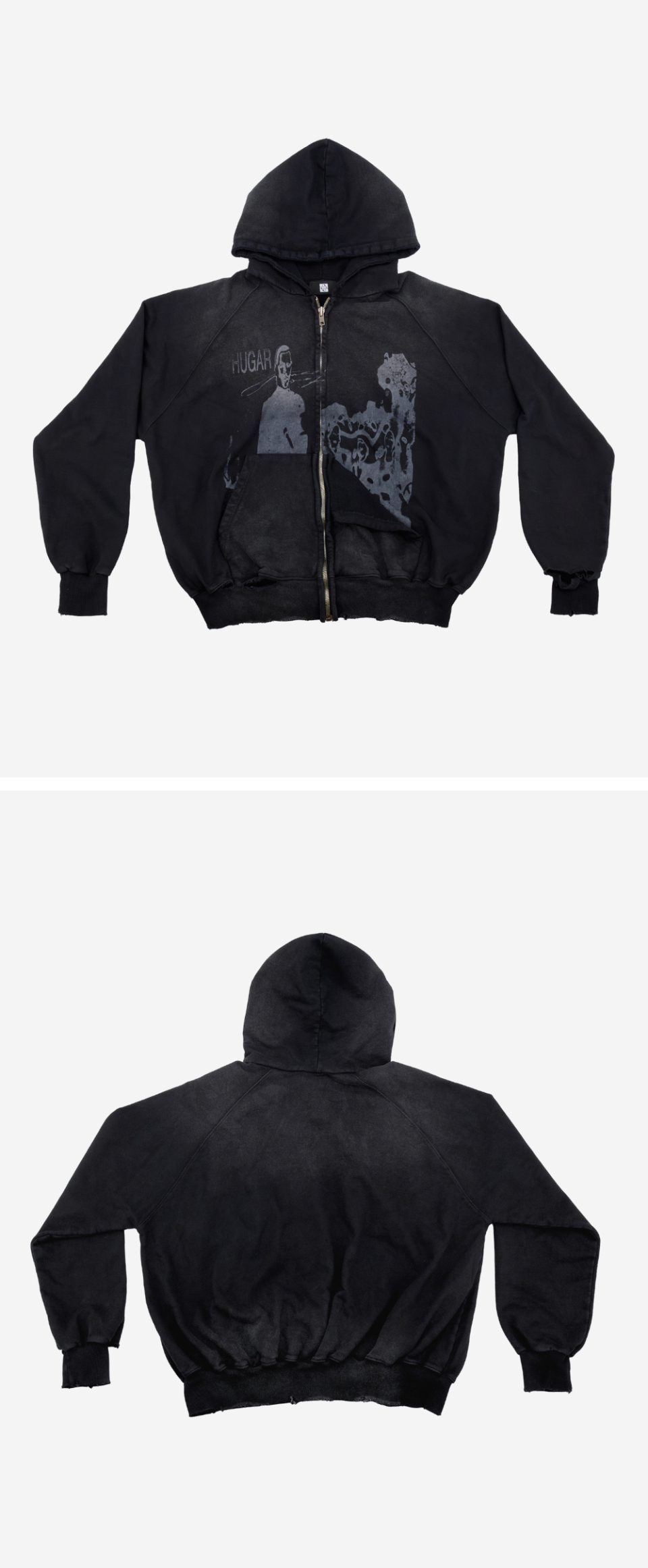 선데이오프클럽(SUNDAYOFFCLUB) HUGAR Vintage Thrashed Zip Up Hoodie