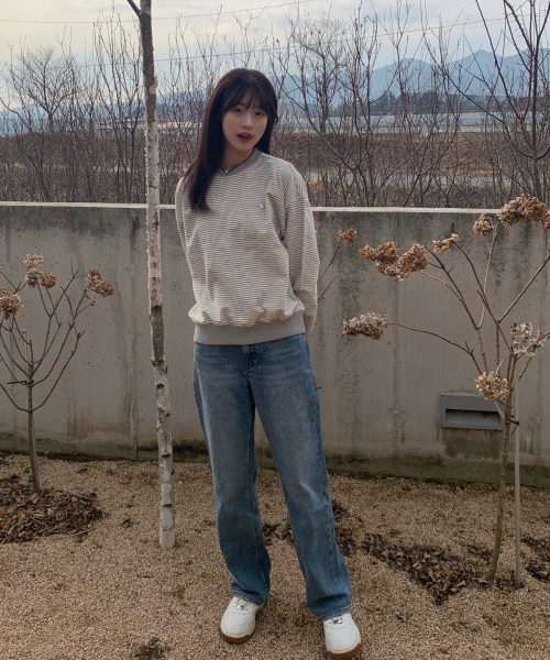 (Женские) Полуширокие джинсы на каждый день_Vintage Blue