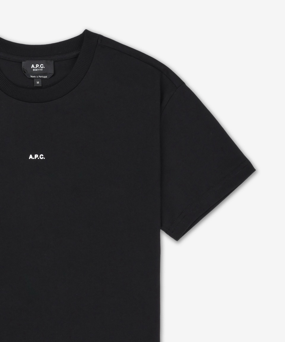★A.P.C.★ Micro Logo Boxy Fit Short Sleeve T-Shirt Black Wh Boxy Micro Logo T-shirt | A.P.C.