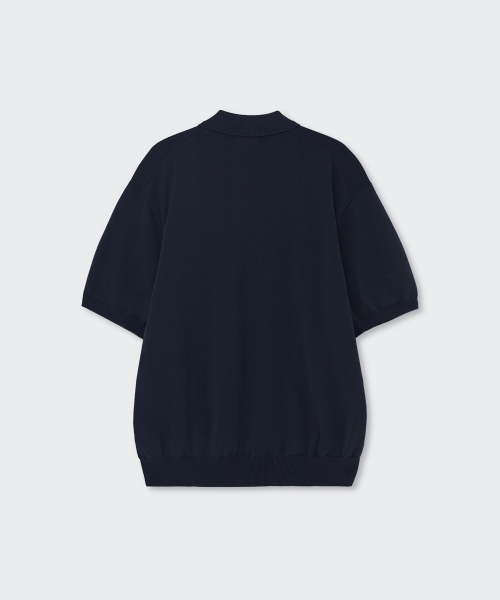 Washable Supima Cotton Knitted Polo Shirt [Navy] thumbnail 8