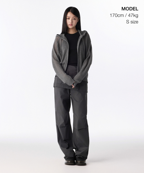 Женский сетчатый трикотажный худи на молнии (Medium Gray)