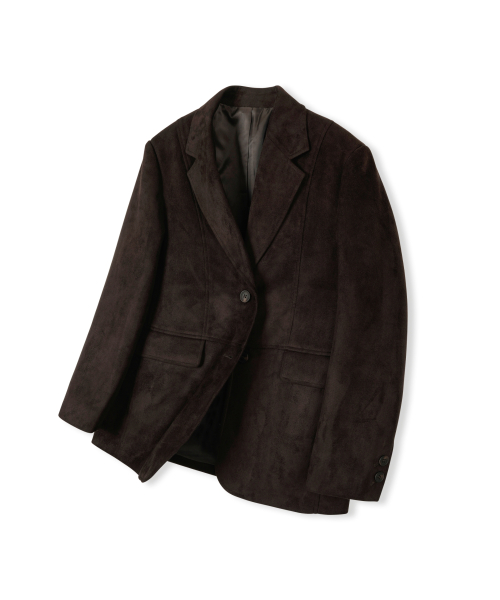 Divide однобортный замша блейзер [DARK BROWN]