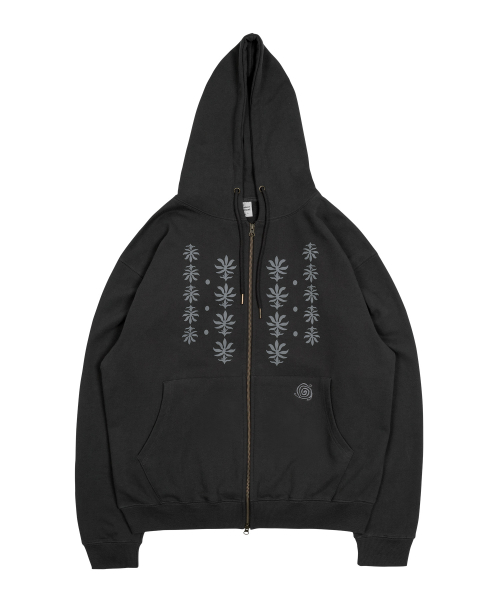 TCM ethnic hooded zip-up (charcoal)