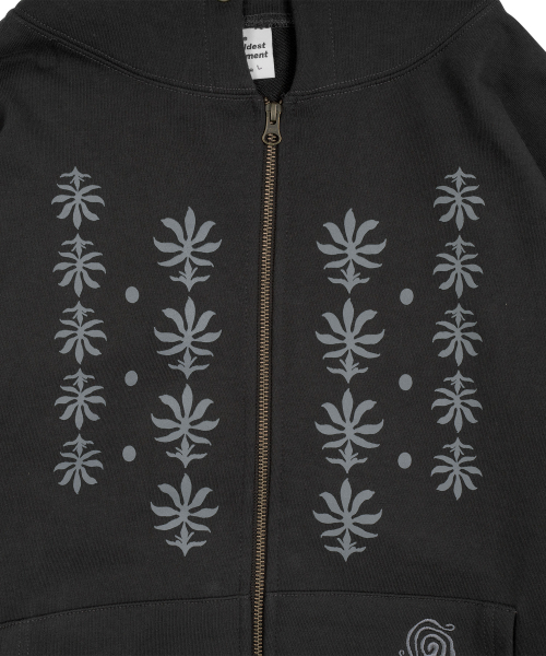 TCM ethnic hooded zip-up (charcoal)