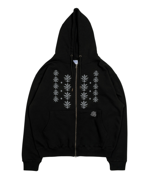 TCM ethnic hooded zip-up (black)