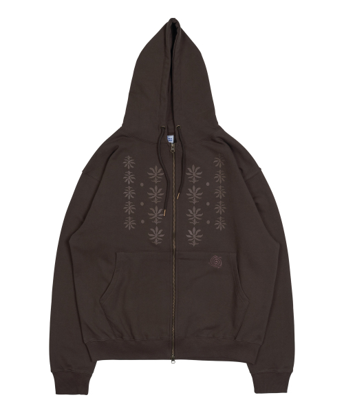 TCM ethnic hooded zip-up (brown)