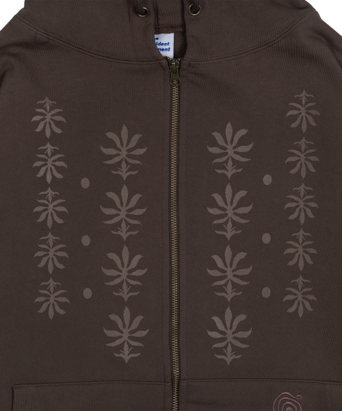 TCM ethnic hooded zip-up (brown)