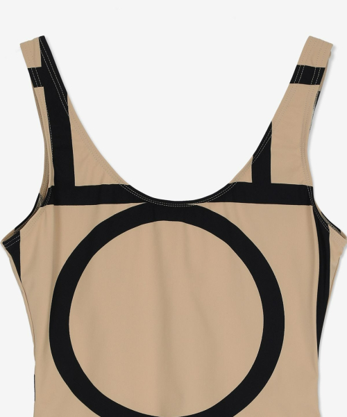 Слитный купальник с монограммой - Beige / 213842795910