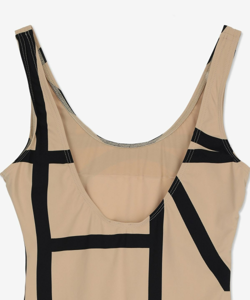 Слитный купальник с монограммой - Beige / 213842795910