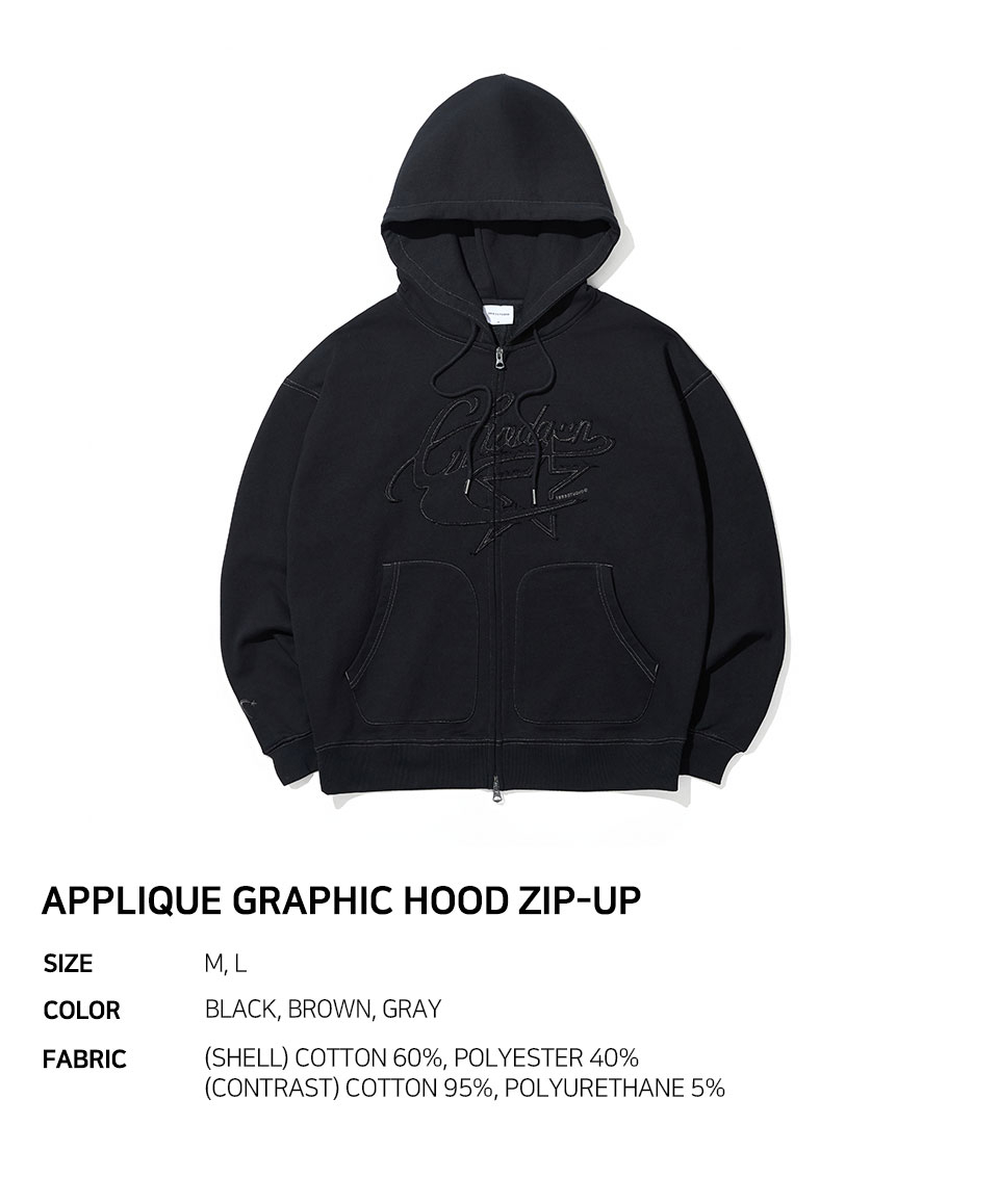 【 】 Monochrome Applique Hoodie ★ Archive Fit MUSINSA公式 | 1993STUDIO [CHODAN] Applique Graphic Hoodie_Black