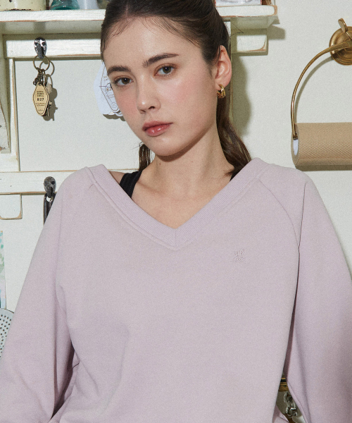 V-neck raglan sweatshirt / Light Mauve