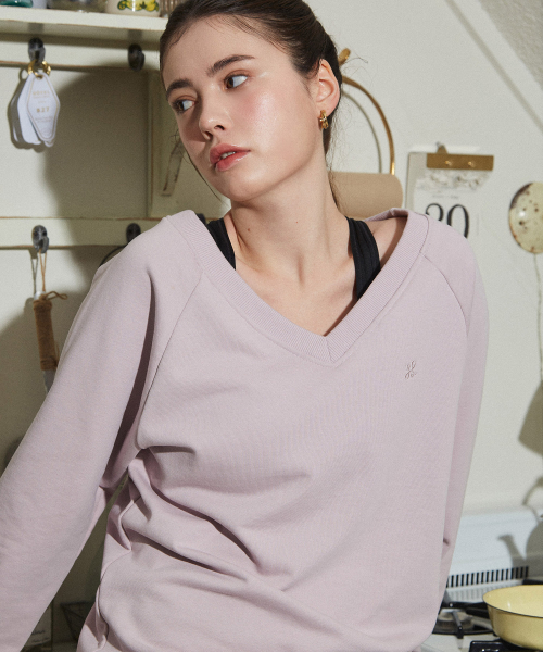 V-neck raglan sweatshirt / Light Mauve