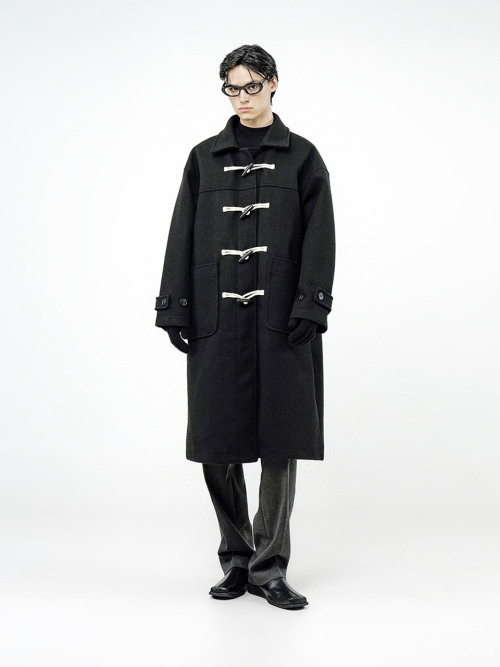 Oversized Snap Duffel Coat - Black /W244OT01BK-M