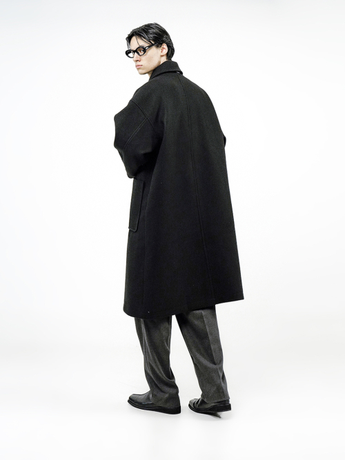 Oversized Snap Duffel Coat - Black /W244OT01BK-M