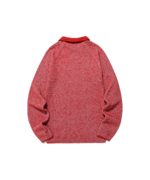 STRIPE COLLAR L/S KNIT TEE_RED(NG2FSUK640A)