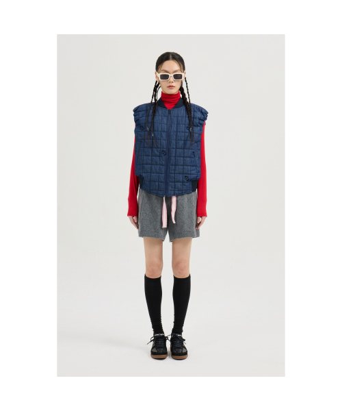 Emblem Quilting Denim Like Padded Vest (blue) LFUCS25120BUX