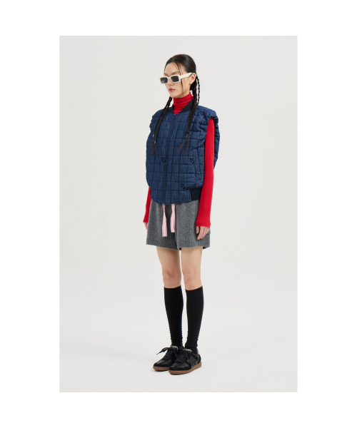 Emblem Quilting Denim Like Padded Vest (blue) LFUCS25120BUX