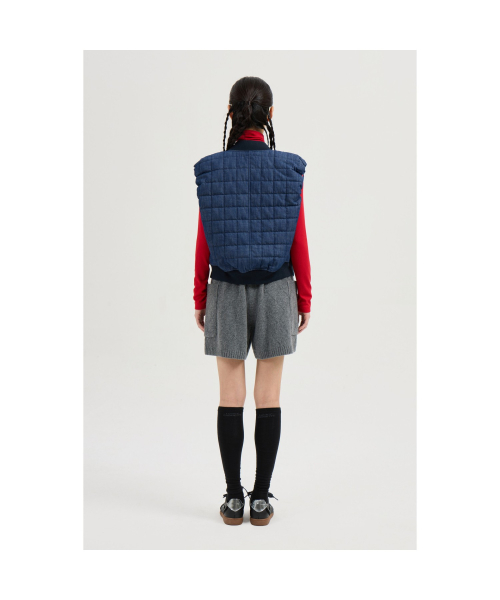 Emblem Quilting Denim Like Padded Vest (blue) LFUCS25120BUX