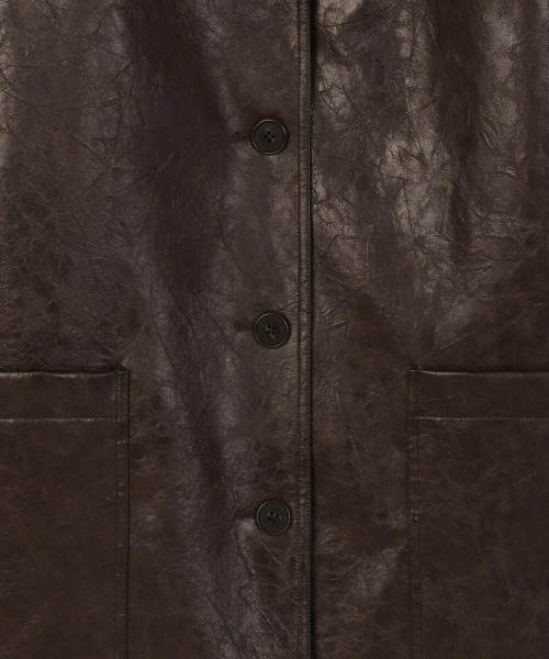 Кожаная куртка оверсайз Brown