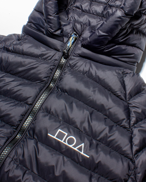 Geometric Logo Light Weight Puffer Jacket — Black